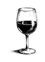 Wine vector engraving style illustration