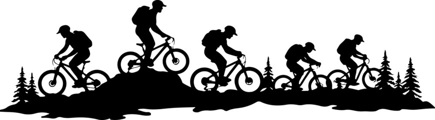 Obraz premium American mountain biker, cycling, bike, silhouette, outdoor, sport, adventure, bundle