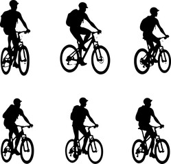 Fototapeta premium American mountain biker, cycling, bike, silhouette, outdoor, sport, adventure, bundle