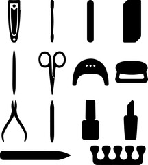 Fototapeta premium menicure tools silhouette pack.eps