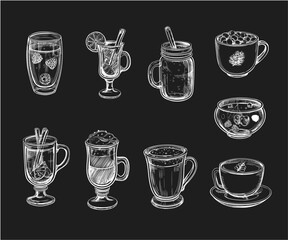 Vintage Coffee Vector Elements – Barista Tools, Hot and Cold Drinks, Coffee Beans, and Sweet Treats in Playful Hand-Drawn Doodle Style for Menu or Print