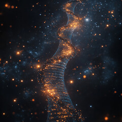 Floating Digital Strand Dna Hol Space Illuminated Donzb