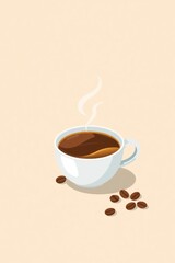 Obraz premium copy space for text background with coffee vector 2d flat style