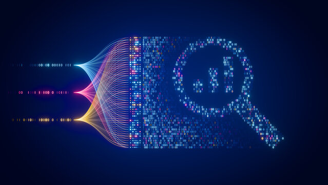 AI Data Analytics Automation and Business Analytics with Neural Network. Big Data Insight Generation. Illustration of Innovation, Workflow, Chart.