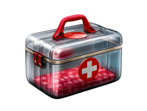 First aid kit box isolated on transparent background