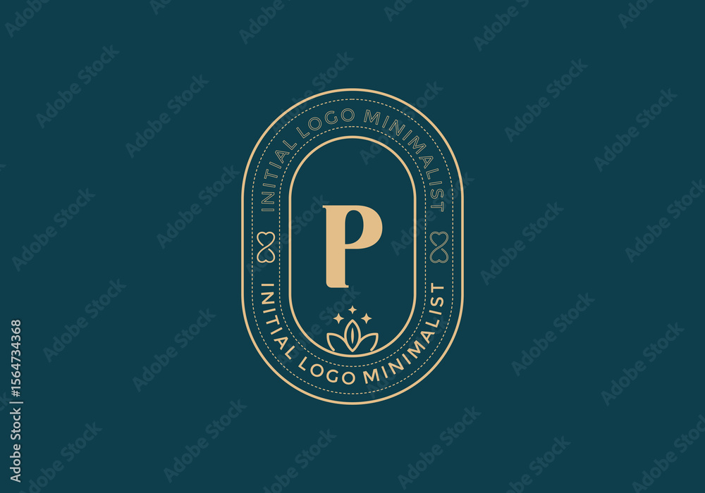 Fototapete elegant initial p minimal logos in retro style