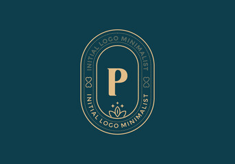 Elegant Initial P minimal logos in retro style