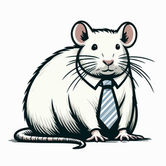 llustration of a mouse in a tie