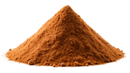 Pile of brown spice powder isolated on transparent background