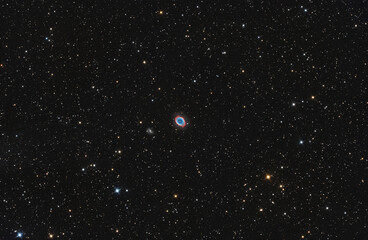 Planetary nebula Messier 57 (Ring nebula) in Lyra constellation, taken with amateur telescope.