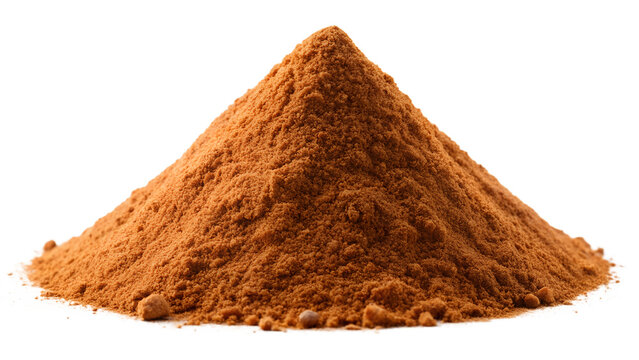 Pile of brown spice powder isolated on transparent background
