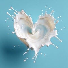 A beautiful splash of milk in a heart shape, creating a unique and eye-catching image