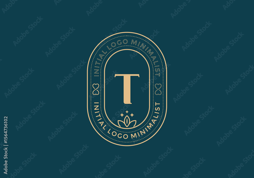 Fototapete elegant initial t minimal logos in retro style
