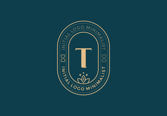 Elegant Initial T minimal logos in retro style