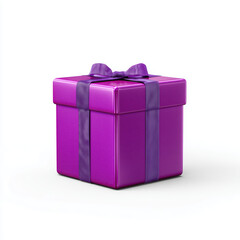 Purple Gift Box with Ribbon , PNG isolated cut out image