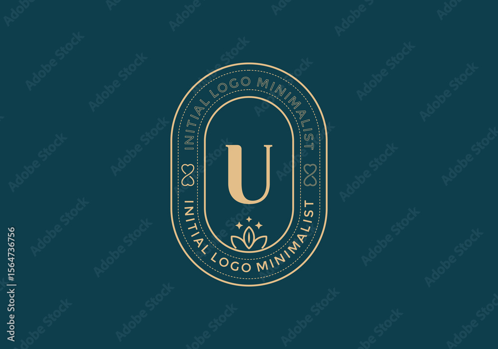 Fototapete elegant initial u minimal logos in retro style