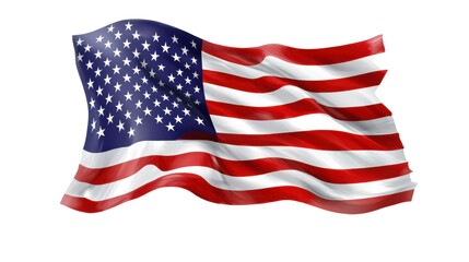 flag of united states of America on white background