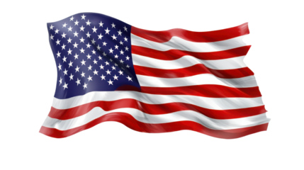 flag of united states of America on white background