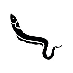 electric eel black flat icon for digital and print projects. South american animals.