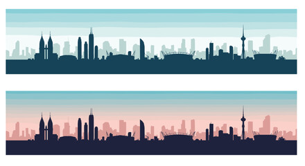 Naklejka premium City Skyline Silhouette Vector Graphic Urban Landscape