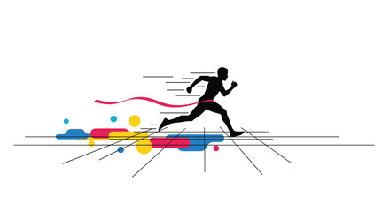 Fototapeta premium The Man Running Fast in the Streets
