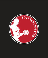 Emblem Bodybuilding Club Logo, Bodybuilding Man Logo Design Vector, Fitness Gym logo design template with athletic man  
