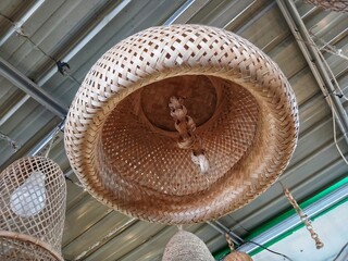 unique lamp shape with straw around the lamp