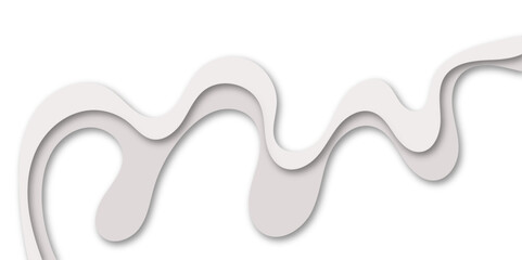 Abstract layered paper cut wave design in soft gray tones with smooth curves and 3D shadows. Minimalistic background ideal for presentations, banners, websites, or modern creative layouts.