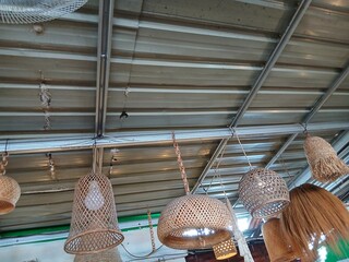 unique lamp shape with straw around the lamp
