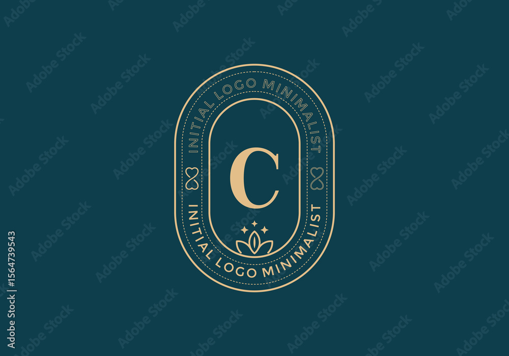 Poster elegant initial c minimal logos in retro style
