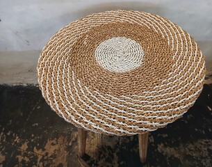 unique circular table made of rattan