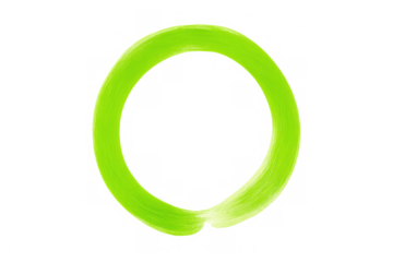 Green painted brush stroke circle on transparent background, symbolizing strength, elegance and enlightenment