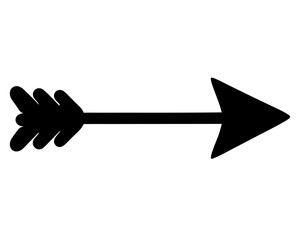 Stylized Single Arrow Illustration, Black on White Background, Pointing to the Right