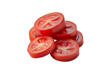 Fresh Tomato Slices Isolated on Transparent Background