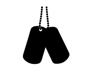 A poignant black and white silhouette image of two military dog tags