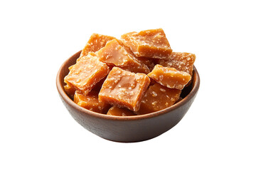 Sweet Toffee Candies in a Bowl Isolated on Transparent Background