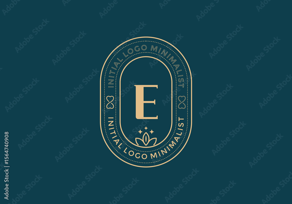 Fototapete Elegant Initial E minimal logos in retro style
