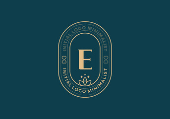 Elegant Initial E minimal logos in retro style