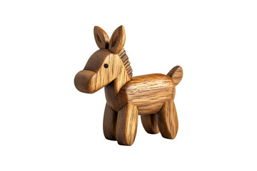 Tiny Wooden Toy Donkey Isolated on Transparent Background