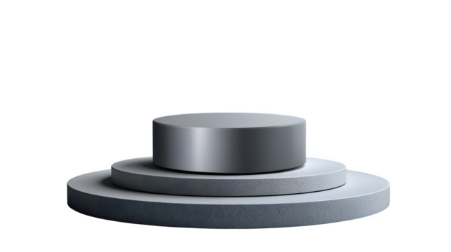 Modern gray pedestal matte finish for product display isolated on transparent background