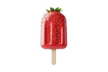 Tasty Strawberry Popsicle Isolated on Transparent Background
