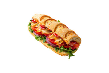 Italian Sandwich with Deli Meat, Cheese, and Lettuce Isolated on Transparent Background