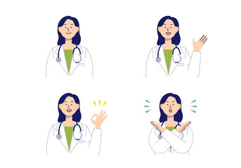 女性医師のシンプルな上半身セット1