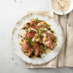 Vitello tonnato with capers