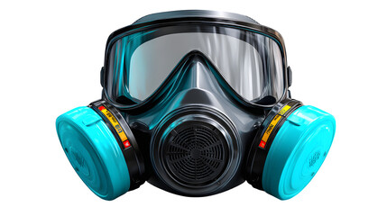 Respirator face mask with dual filters isolated on transparent background