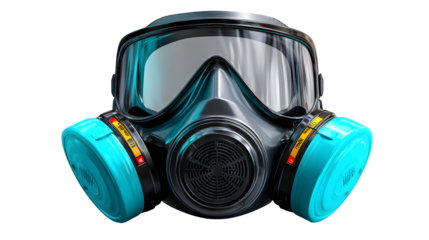 Respirator face mask with dual filters isolated on transparent background