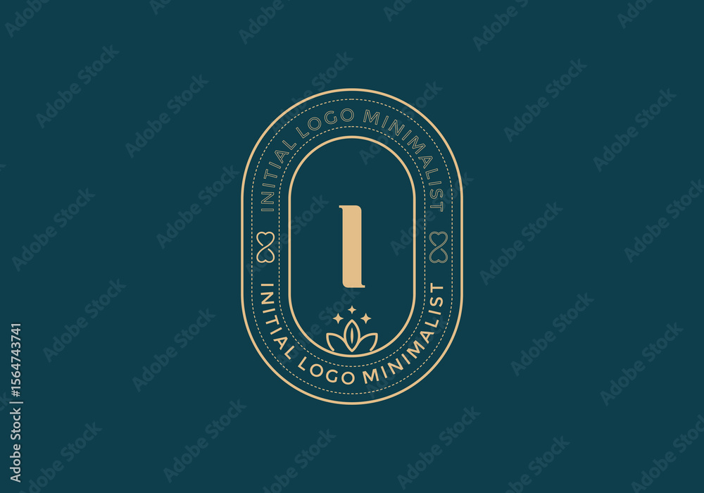 Fototapete elegant initial i minimal logos in retro style