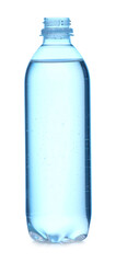 Plastic bottle with clean water on white background