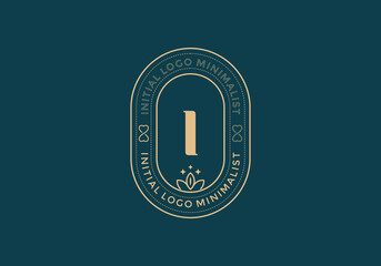 Elegant Initial I minimal logos in retro style
