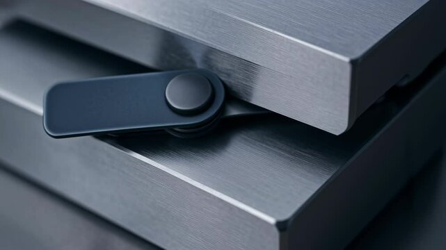 Metallic hinge close up with durable mechanical connection and precision control in industrial manufacturing processes ensuring quality and accuracy